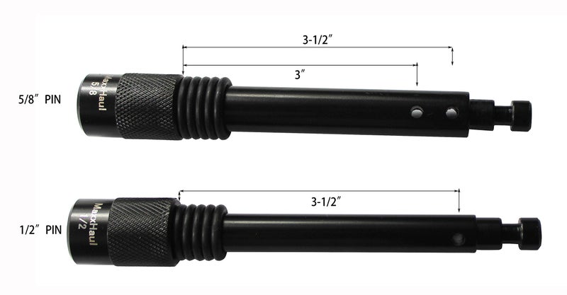 MaxxHaul 50151 Trailer Hitch Lock Pin Set 5/8 and 1/2 Inch with Locking System Anti-Rattle for 1-1/4" and 2" Class I,II,III,IV,V Hitches - Black Finish - Image 3